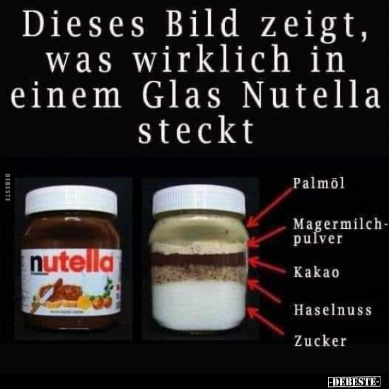 Dieses Bild zeigt, was wirklich in einem Glas Nutella.. - Lustige Bilder | DEBESTE.de