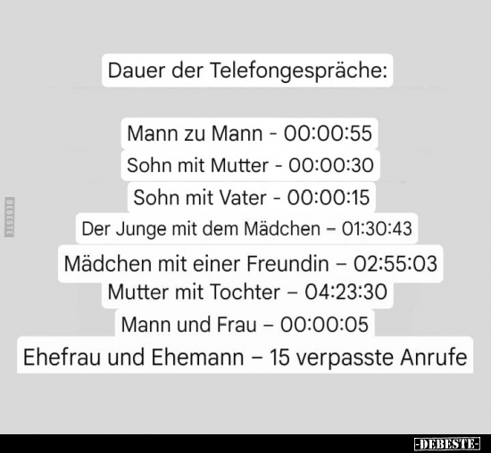 Dauer der Telefongespräche.. - Lustige Bilder | DEBESTE.de