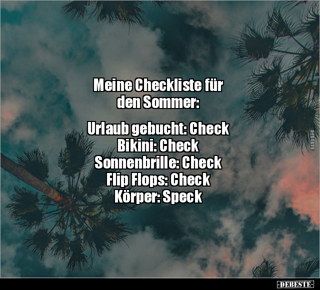 Meine Checkliste für den Sommer: Urlaub gebucht.. - Lustige Bilder | DEBESTE.de