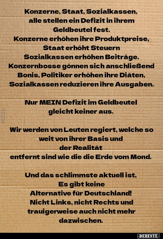 Konzerne, Staat, Sozialkassen, alle stellen ein Defizit in.. - Lustige Bilder | DEBESTE.de