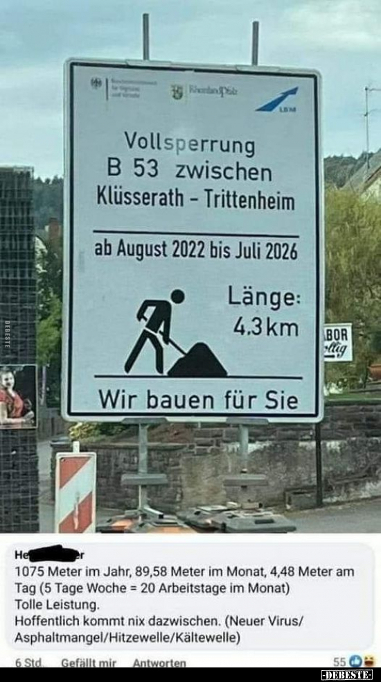 Vollsperrung B 53 zwischen Klüsserath-Trittenheim ab August.. - Lustige Bilder | DEBESTE.de