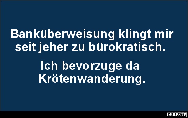 Banküberweisung klingt mir seit jeher zu bürokratisch.. - Lustige Bilder | DEBESTE.de