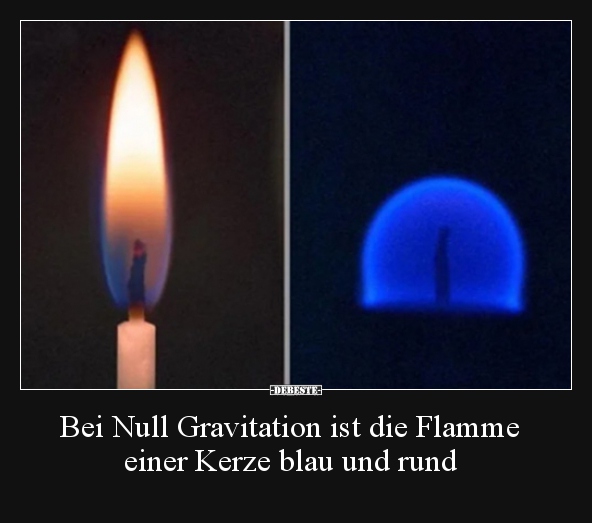 Bei Null Gravitation ist die Flamme einer Kerze blau und.. - Lustige Bilder | DEBESTE.de