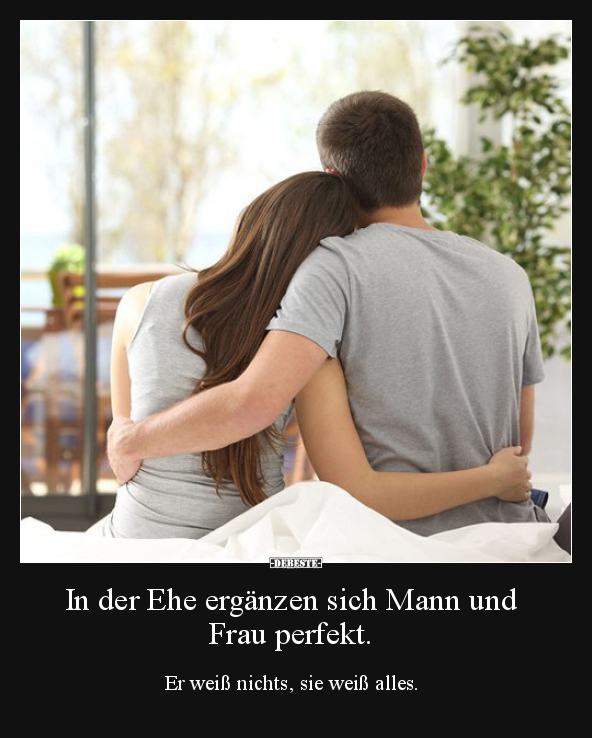 In der Ehe ergänzen sich Mann und Frau perfekt... - Lustige Bilder | DEBESTE.de