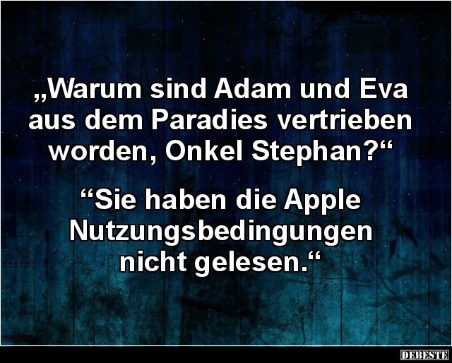 Warum sind Adam und Eva aus dem Paradies vertrieben.. - Lustige Bilder | DEBESTE.de