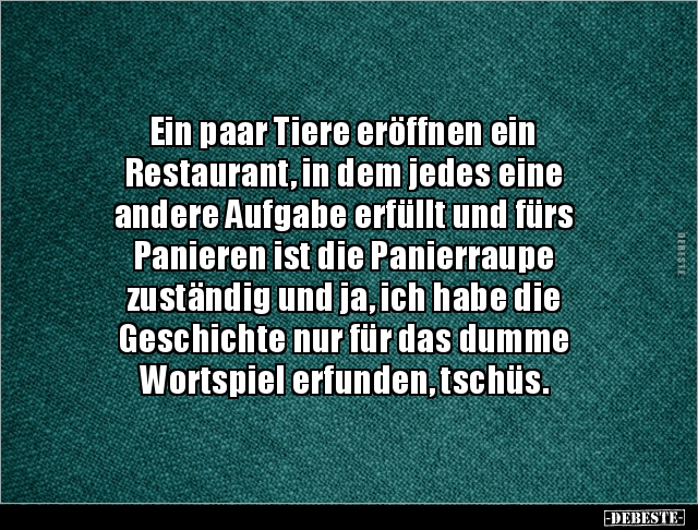 Ein paar Tiere eröffnen ein Restaurant, in dem jedes eine.. - Lustige Bilder | DEBESTE.de