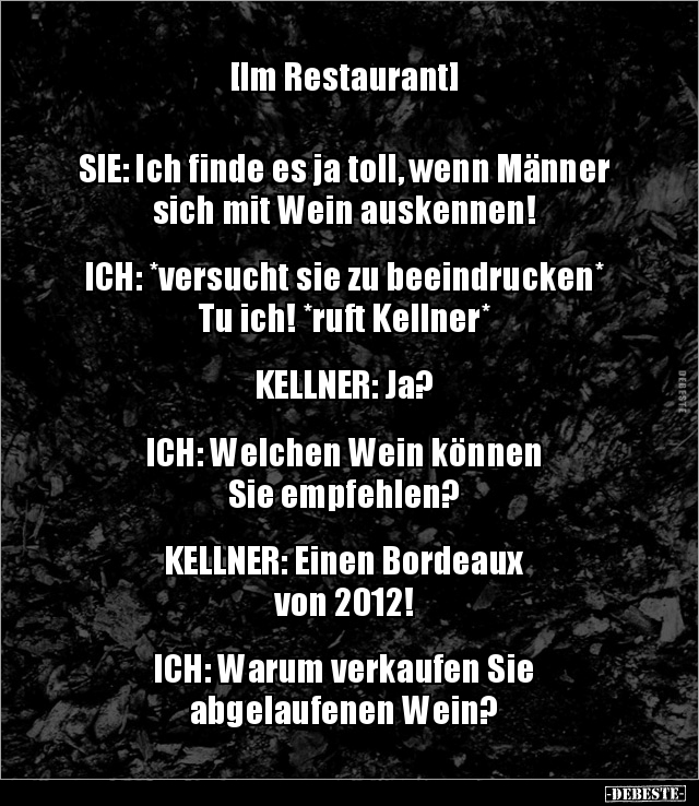 [Im Restaurant] SIE: Ich finde es ja toll, wenn Männer.. - Lustige Bilder | DEBESTE.de
