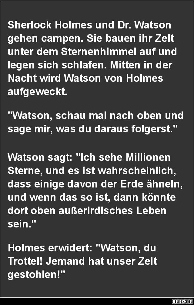 Sherlock Holmes und Dr. Watson gehen campen.. - Lustige Bilder | DEBESTE.de