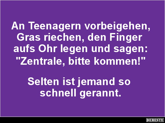 An Teenagern vorbeigehen, Gras riechen, den Finger.. - Lustige Bilder | DEBESTE.de