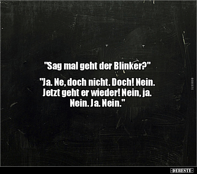 "Sag mal geht der Blinker?" "Ja. Ne, doch nicht. Doch!.." - Lustige Bilder | DEBESTE.de
