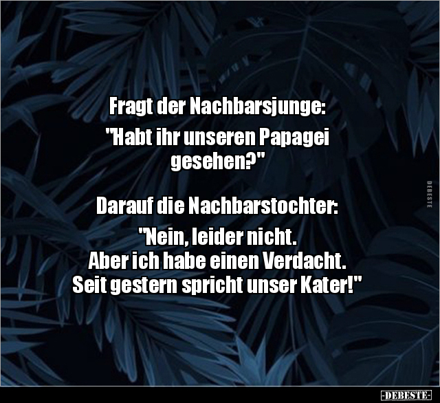 Fragt der Nachbarsjunge: "Habt ihr unseren Papagei.." - Lustige Bilder | DEBESTE.de