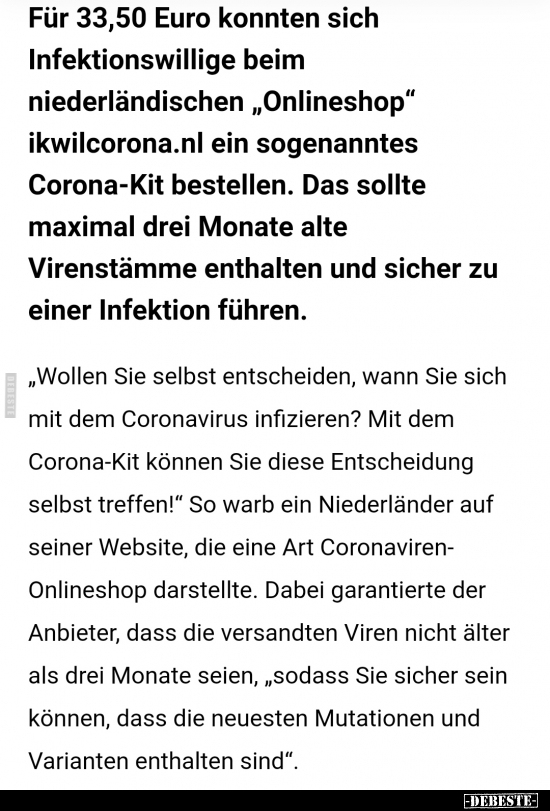 Für 33,50 Euro konnten sich Infektionswillige beim.. - Lustige Bilder | DEBESTE.de