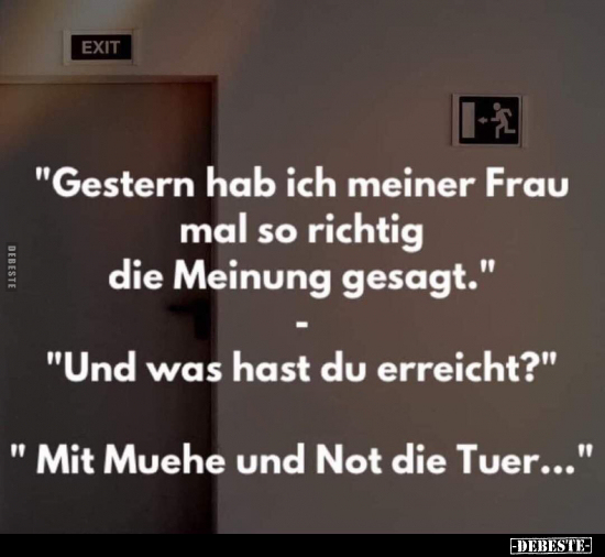 "Gestern hab ich meiner Frau mal so richtig die Meinung.." - Lustige Bilder | DEBESTE.de