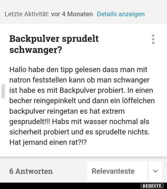 Backpulver sprudelt schwanger?.. - Lustige Bilder | DEBESTE.de