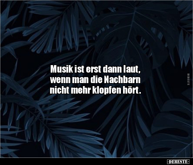 Musik ist erst dann laut, wenn man die Nachbarn nicht.. - Lustige Bilder | DEBESTE.de