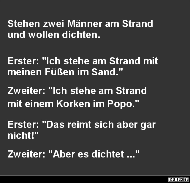 Stehen zwei Männer am Strand und wollen dichten. - Lustige Bilder | DEBESTE.de