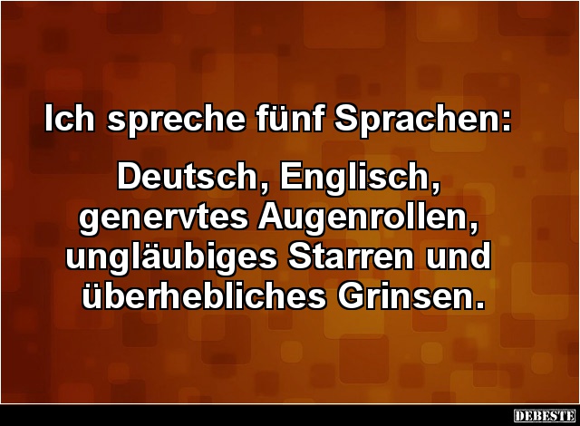 Ich spreche fünf Sprachen: Deutsch, Englisch.. - Lustige Bilder | DEBESTE.de
