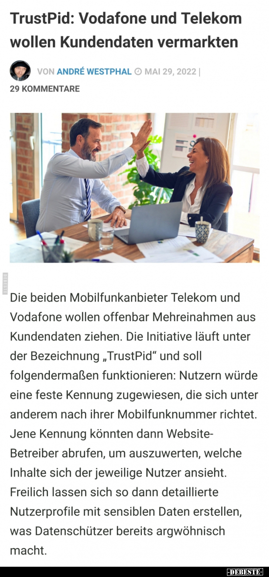 TrustPid: Vodafone und Telekom wollen Kundendaten.. - Lustige Bilder | DEBESTE.de