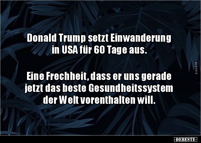 Donald Trump setzt Einwanderung in USA für 60 Tage.. - Lustige Bilder | DEBESTE.de