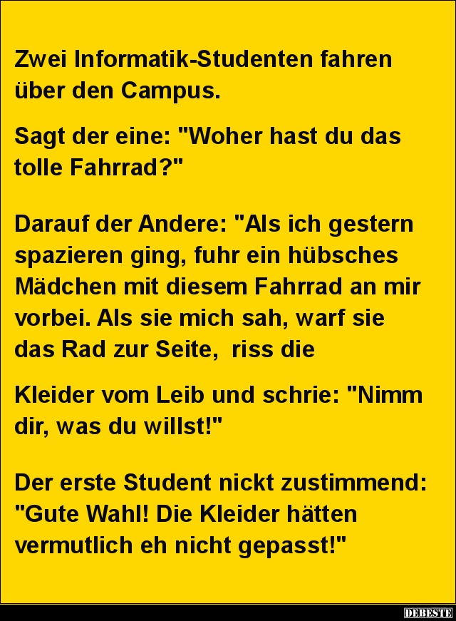 Zwei Informatik-Studenten fahren über den Campus.. - Lustige Bilder | DEBESTE.de