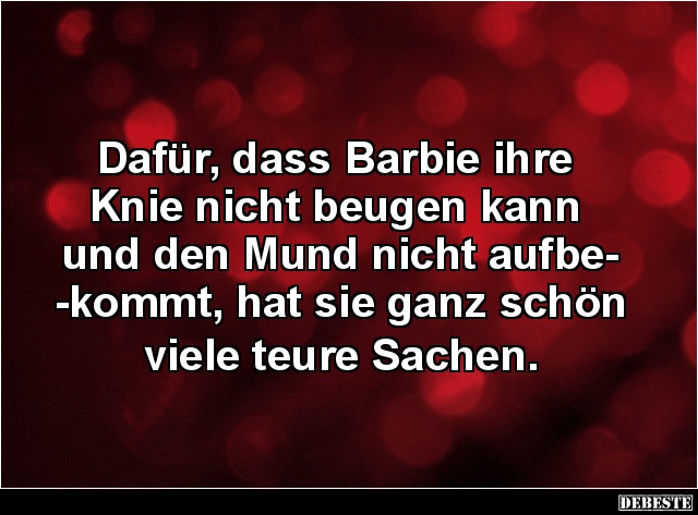 Dafür, dass Barbie ihre Knie nicht beugen kann.. - Lustige Bilder | DEBESTE.de