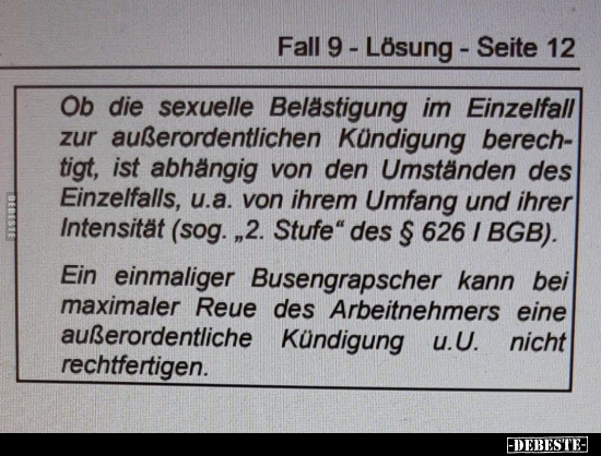 Ob die se*xuelle Belästigung im Einzelfall zur.. - Lustige Bilder | DEBESTE.de