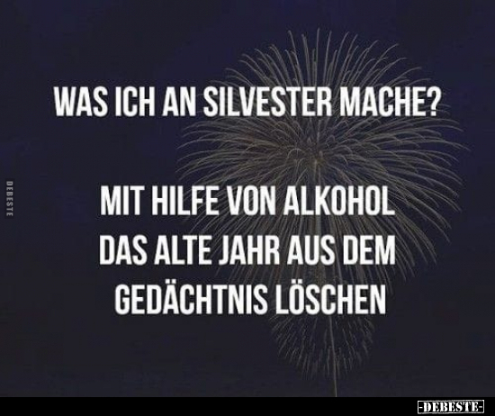 Was ich an Silvester mache? Mithilfe von Alkohol das alte.. - Lustige Bilder | DEBESTE.de