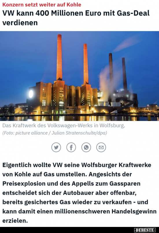 VW kann 400 Millionen Euro mit Gas-Deal verdienen.. - Lustige Bilder | DEBESTE.de