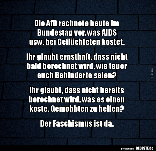 Die AfD rechnete heute im Bundestag vor, was AIDS usw... - Lustige Bilder | DEBESTE.de