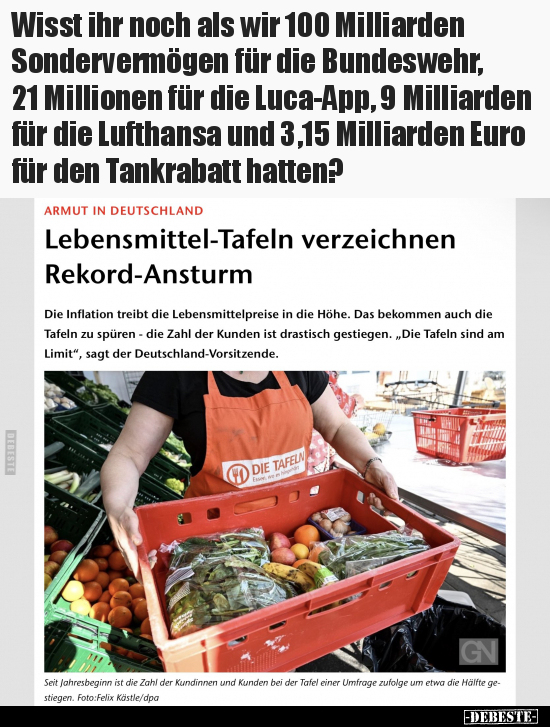 Wisst ihr noch als wir 100 Milliarden Sondervermögen für.. - Lustige Bilder | DEBESTE.de