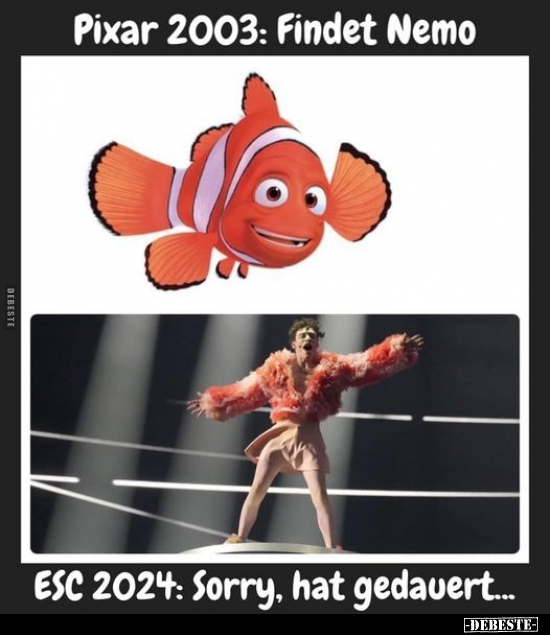 Pixar 2003: Findet Nemo/ ESC 2024: Sorry, hat gedauert.. - Lustige Bilder | DEBESTE.de