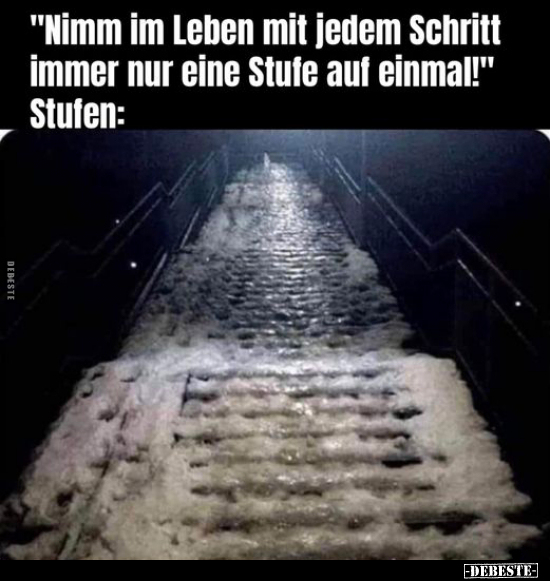 "Nimm im Leben mit jedem Schritt immer nur eine Stufe auf.." - Lustige Bilder | DEBESTE.de