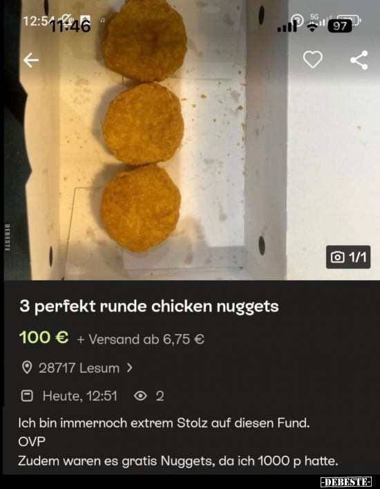 3 perfekt runde Chicken Nuggets.. - Lustige Bilder | DEBESTE.de