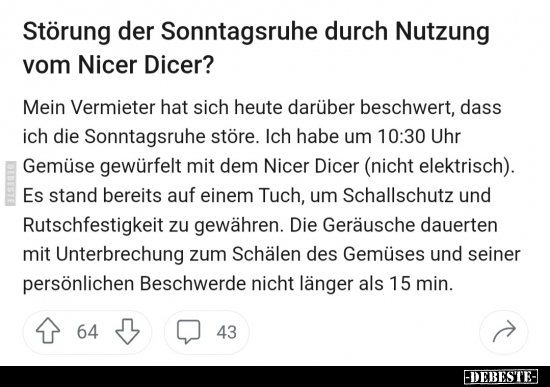 Störung der Sonntagsruhe durch Nutzung vom Nicer Dicer?.. - Lustige Bilder | DEBESTE.de