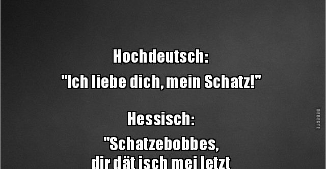 Hochdeutsch "Ich liebe dich, mein Schatz!".. Lustige Bilder, Sprüche