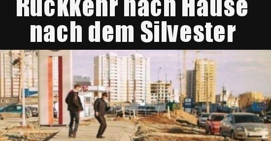 Rückkehr nach Hause nach dem Silvester.. Lustige Bilder, Sprüche