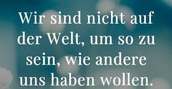 Wir sind nicht auf der Welt, um so zu sein, wie andere uns.. | Lustige
