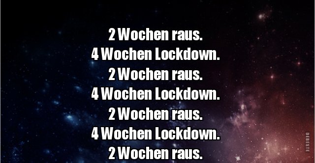 2 Wochen Raus 4 Wochen Lockdown 2 Wochen Raus Lustige Bilder Spruche Witze Echt Lustig