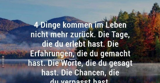 4 Dinge kommen im Leben nicht mehr zurück.. Lustige Bilder, Sprüche