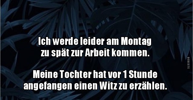 Ich werde leider am Montag zu spät zur Arbeit kommen... Lustige