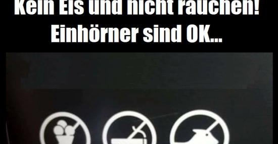 Kein Eis und nicht rauchen! Einhörner sind OK.. | Lustige Bilder