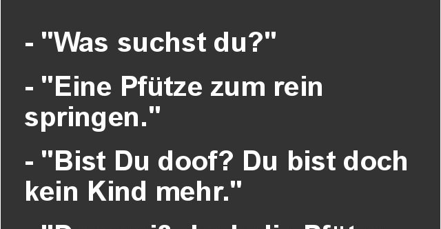 Was suchst du?... Eine Pfütze zum rein springen.. Lustige Bilder