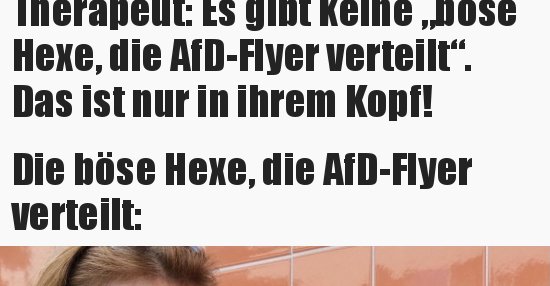 Therapeut Es gibt keine "böse Hexe, die AfDFlyer.." Lustige Bilder