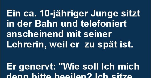 Ein ca. 10jähriger Junge sitzt in der Bahn und telefoniert.. Lustige