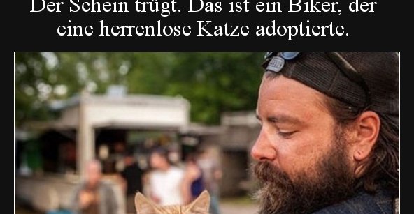 Der Schein trügt. Das ist ein Biker, der eine herrenlose.. Lustige