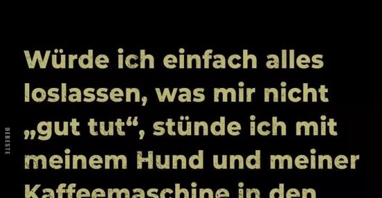 Würde ich einfach alles loslassen, was mir nicht "gut tut".. Lustige