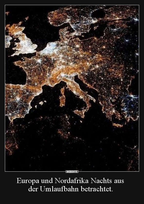 Europa und Nordafrika Nachts aus der Umlaufbahn..