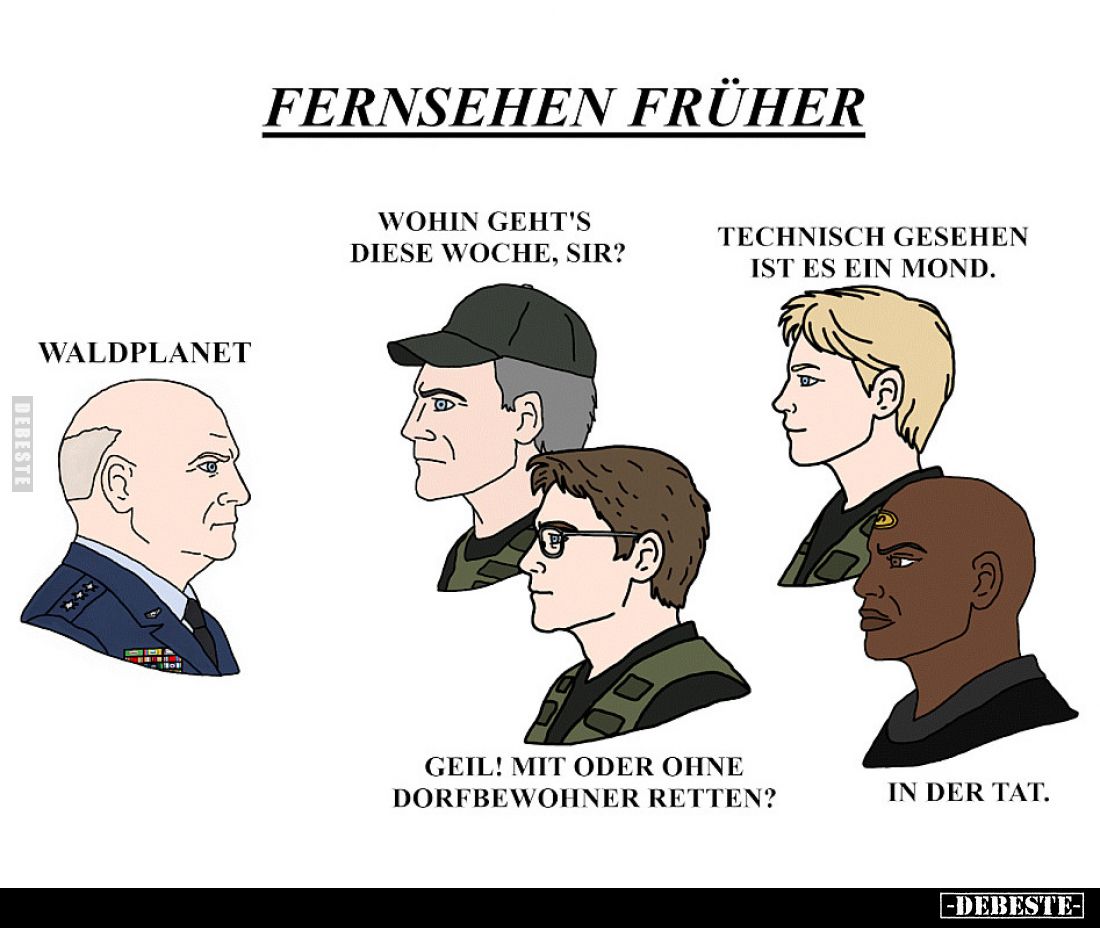 Fernsehen früher.

Waldplanet.
Wohin geht's diese Woche, Sir?
Technisch gesehen ist es ein Mond.
Geil! Mit oder ohne Dor...