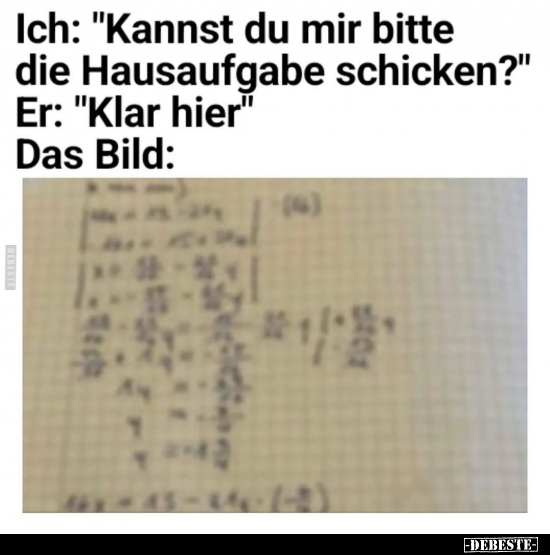 Ich: "Kannst du mir bitte die Hausaufgabe schicken?".. - Lustige Bilder | DEBESTE.de