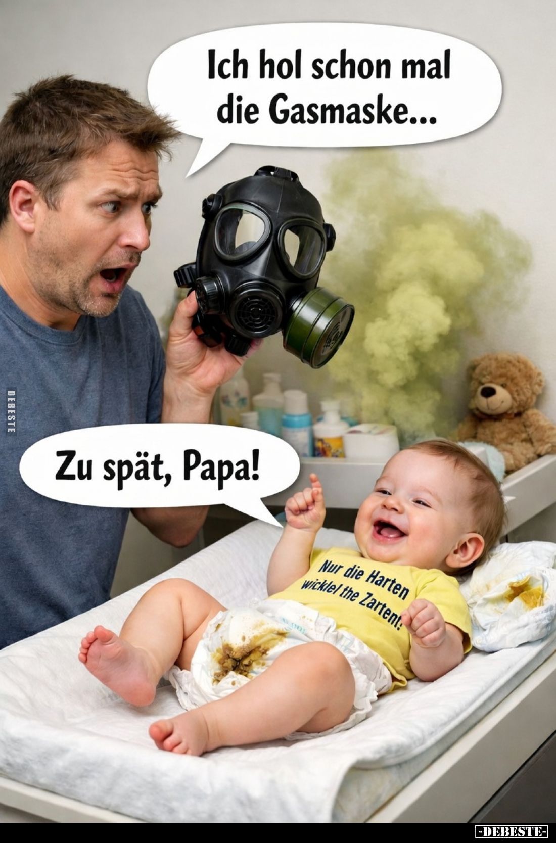 Ich hol schon mal die Gasmaske... Zu spät, Papa! Nur die.. - Lustige Bilder | DEBESTE.de